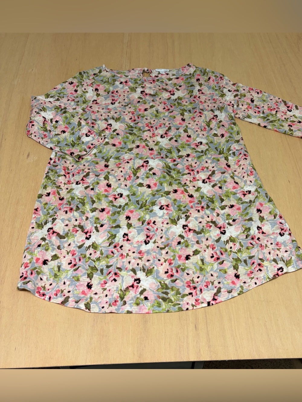 J. Jill Love Linen Floral Slub Knit 3/4 Sleeve Tunic Top S Cottage Boho Peasant